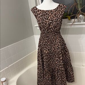 Kate Spade Brown Black Flutter Sleeve Midi Dress